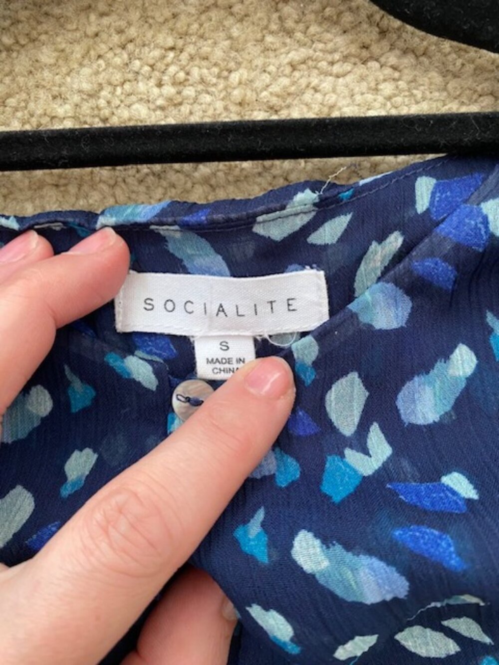 Floral Print Ruffle Blue Dress Socialite - Picture 4 of 7